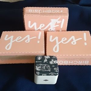 3 Birchboxes + Fossil Metal Box and assorted bags